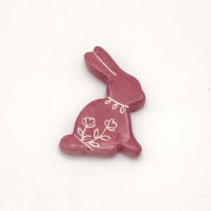 Magnet décoratif en céramique rose en forme de lapin