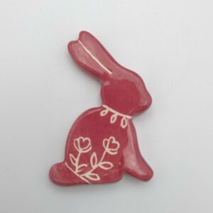 Magnet céramique en forme de lapin rose