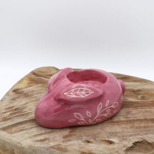 Bougeoir rose en céramique en forme de lapin