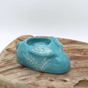 Bougeoir en céramique en forme de lapin turquoise