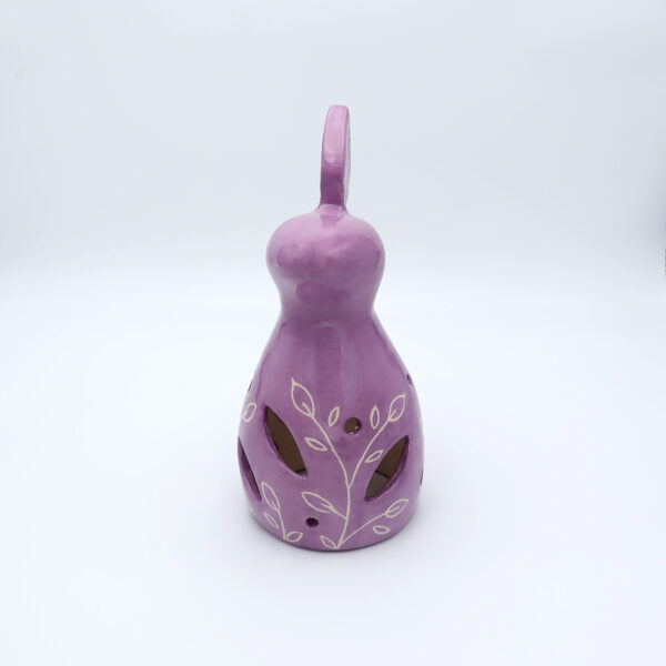 Photophore en céramique lilas en forme de lapin