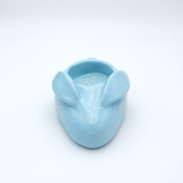 Bougeoir bleu en céramique en forme de lapin