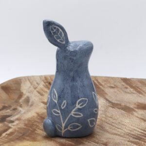 Petit lapin en céramique bleu cobalt