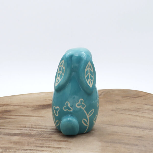 Petit lapin turquoise en céramique