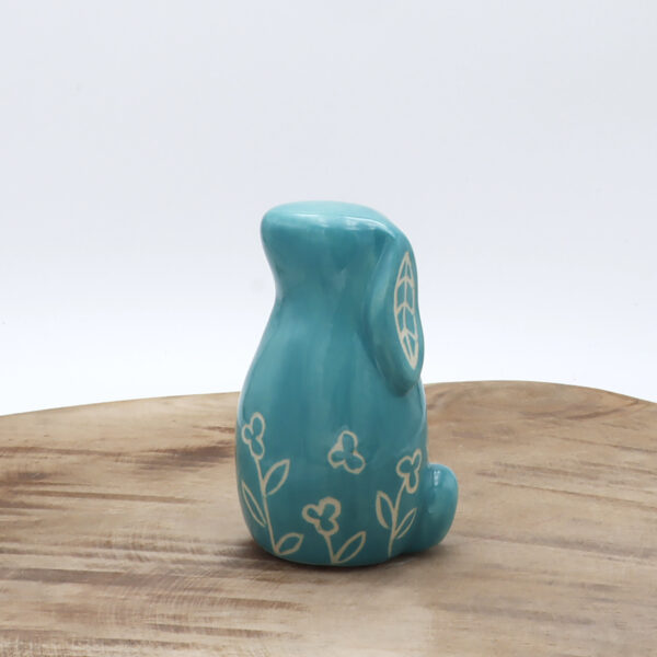 Petit lapin turquoise en céramique