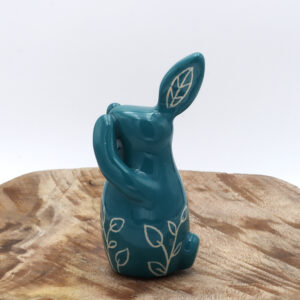 Petit lapin en céramique bleu vert