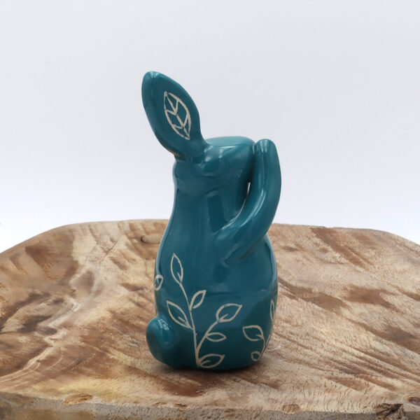 Petit lapin en céramique bleu vert