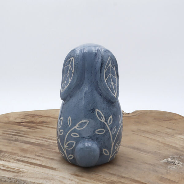 Lapin bélier bleu en céramique