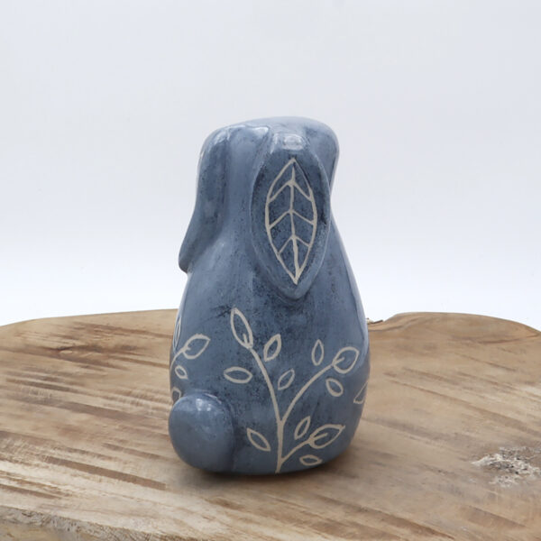 Lapin bélier bleu en céramique