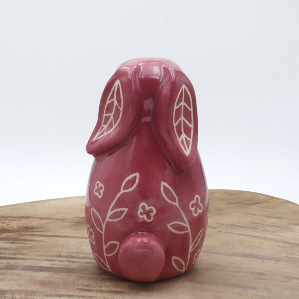 Lapin bélier rose en céramique