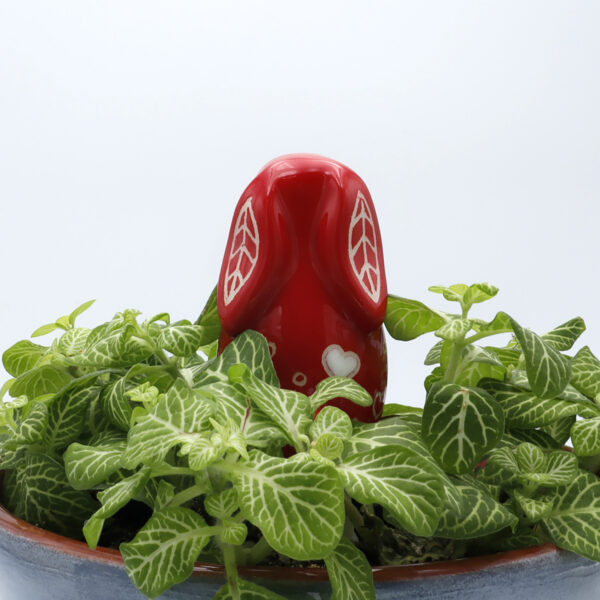 Lapin rouge en céramique à planter