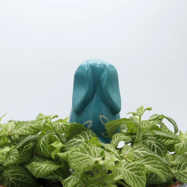 Lapin turquoise en céramique à planter