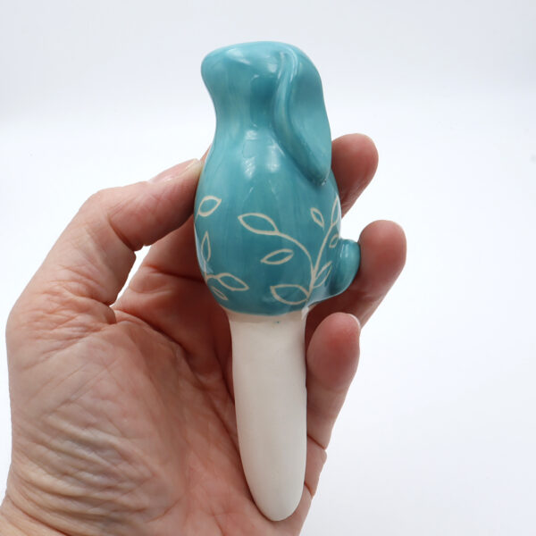 Lapin turquoise en céramique à planter