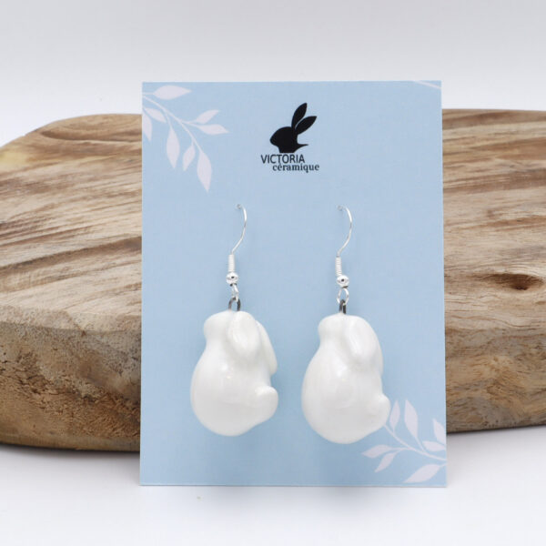 Boucles d'oreilles Bunny en céramique - Blanches