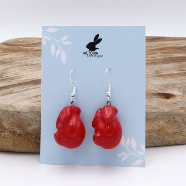 Boucles d'oreilles Bunny en céramique - Rouges