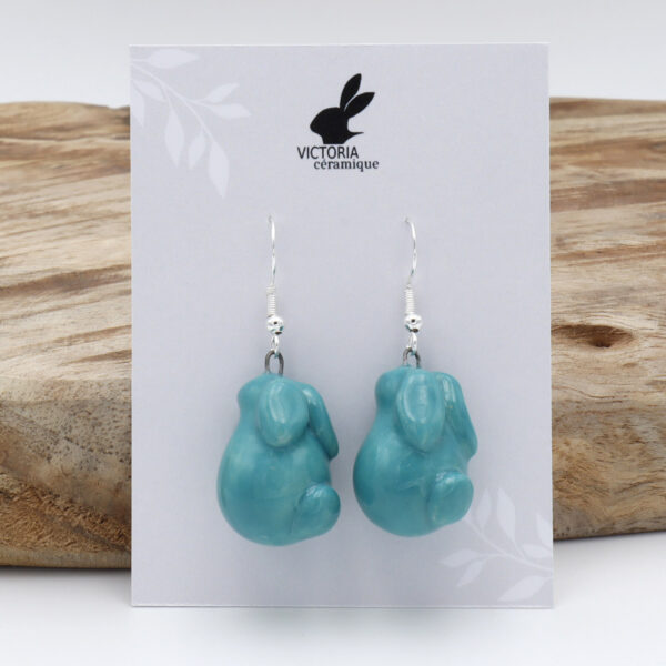 Boucles d'oreilles Bunny en céramique - Turquoise