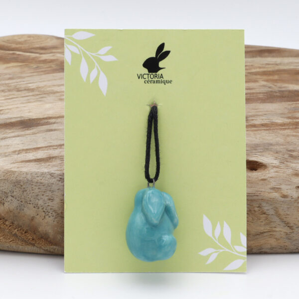 Pendentif turquoise en céramique en forme de lapin