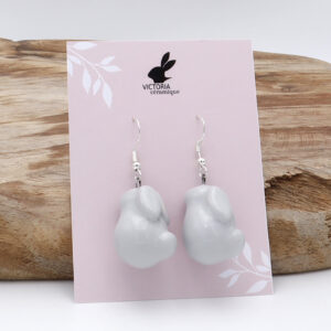 Boucles d'oreilles Bunny grises