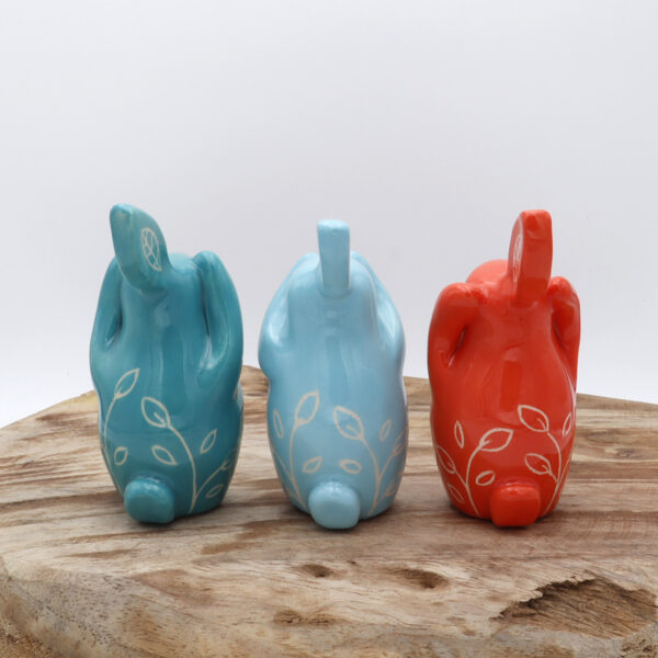 Trois lapins de la sagesse en céramique