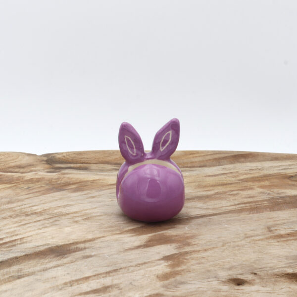 Porte-photo violet en céramique en forme de lapin