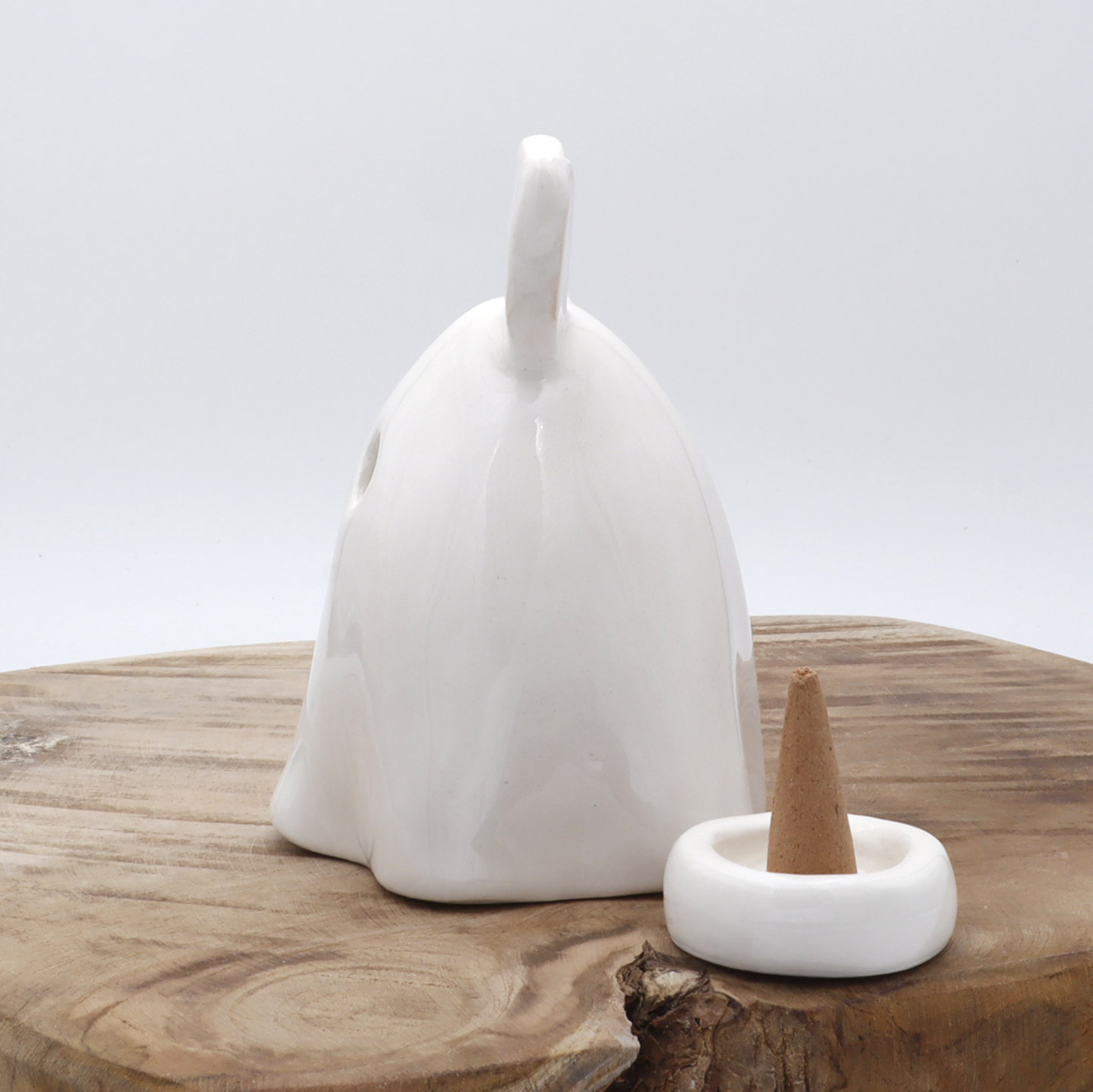 Brûle-encens céramique blanche 10 cm