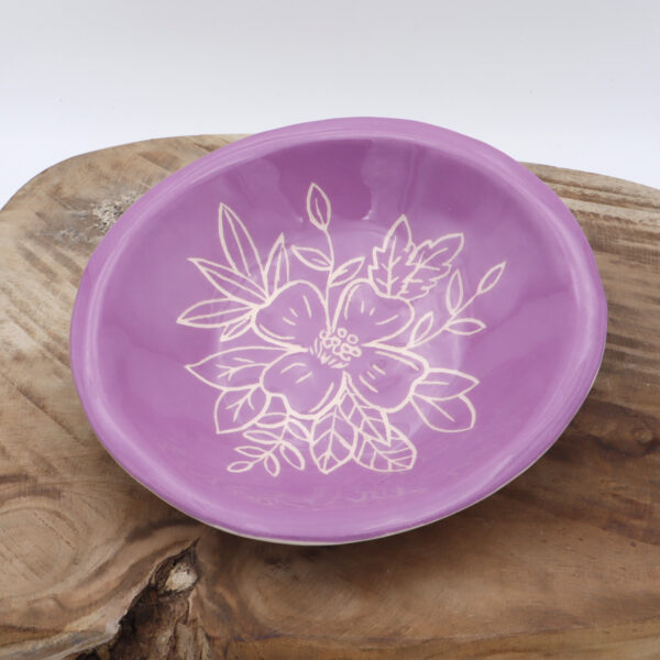 Coupelle fleurie violette en céramique
