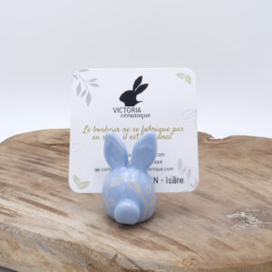 Porte-photo en faïence en forme de lapin bleu layette