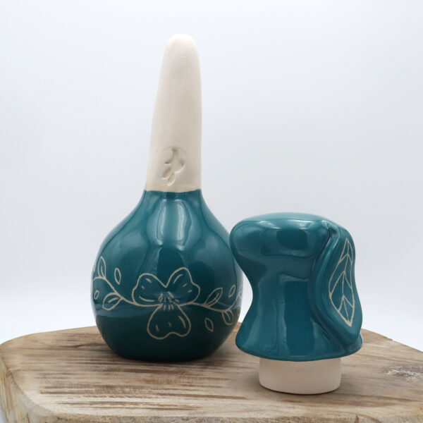 Oya bleu vert en céramique en forme de lapin