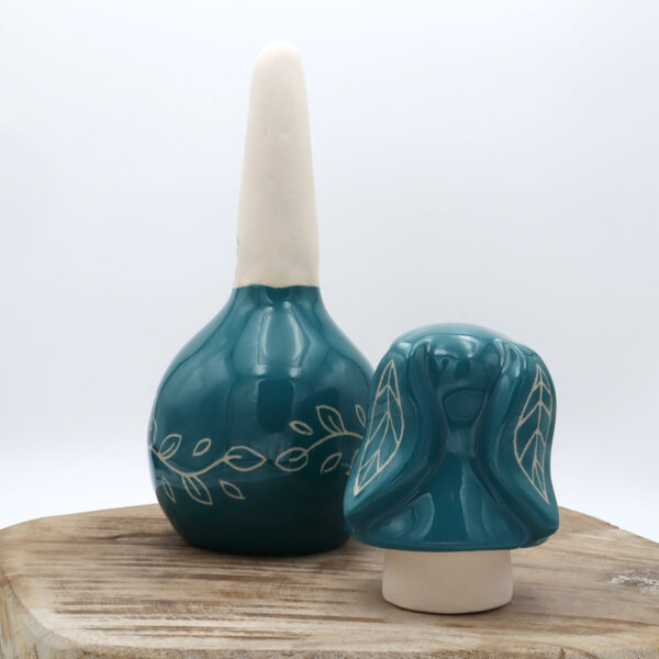 Oya bleu vert en céramique en forme de lapin