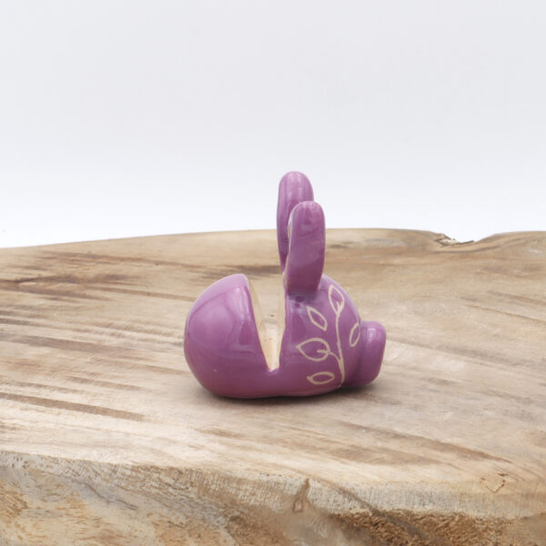 Porte-photo en forme de lapin violet en céramique