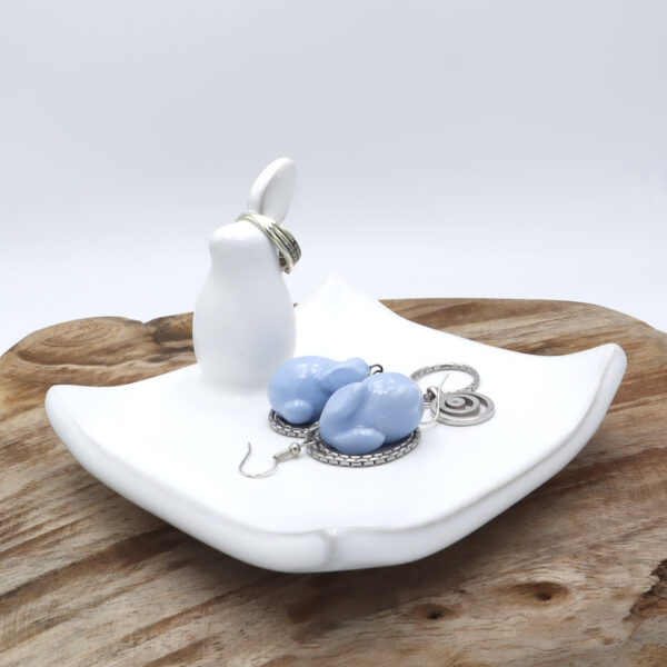 Porte bijoux blanc avec un lapin décoratif Victoria Céramique
