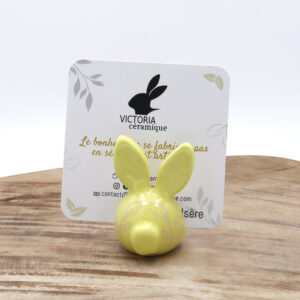 Porte-photo en forme de lapin en céramique jaune Victoria Céramique