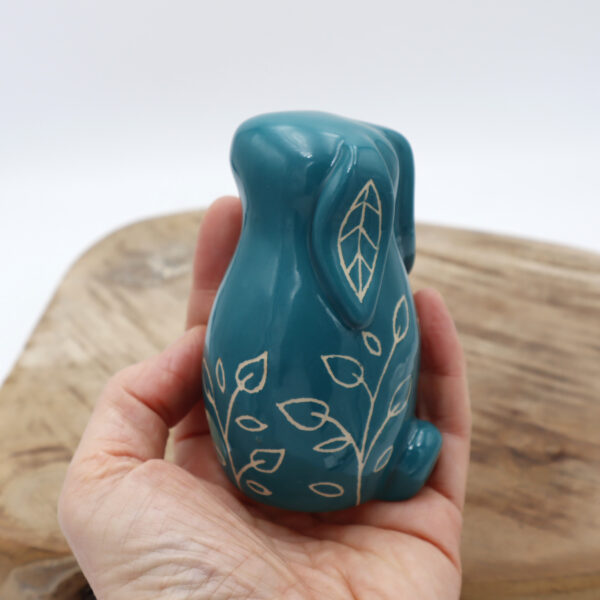 Lapin en céramique bleu vert Victoria Céramique