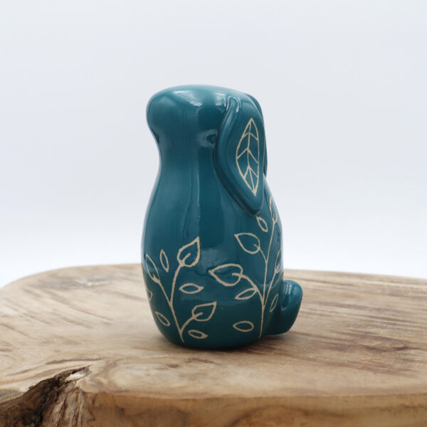 Lapin en céramique bleu vert Victoria Céramique