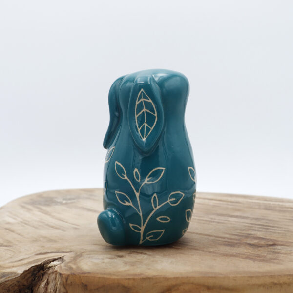 Lapin en céramique bleu vert Victoria Céramique