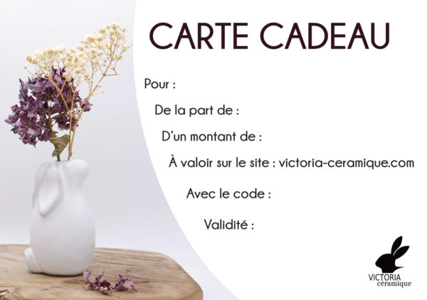 Carte cadeau personnalisée Victoria Céramique