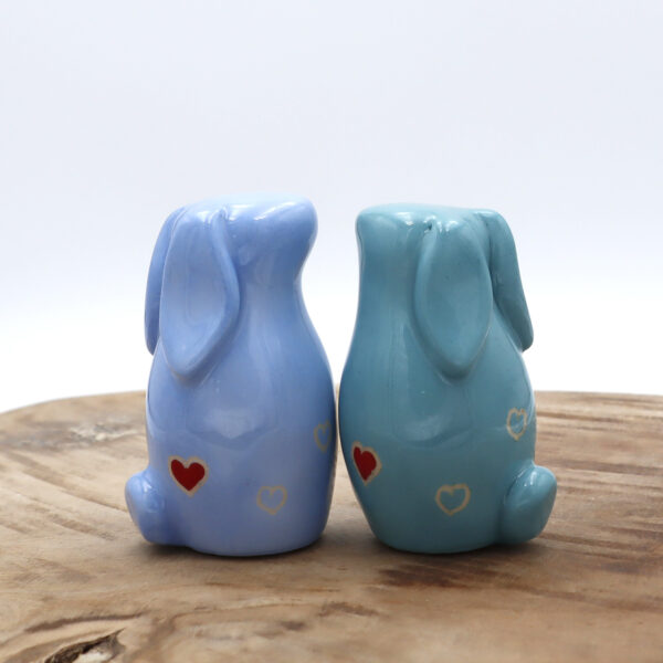 Couple de lapins décoratifs bleus Victoria Céramique