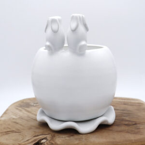 Pot de fleur avec des lapins en décoration Victoria Céramique