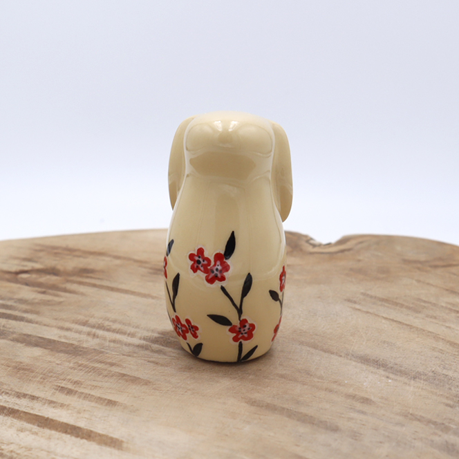 Lapin en céramique beige décoré avec des fleurs Victoria Céramique