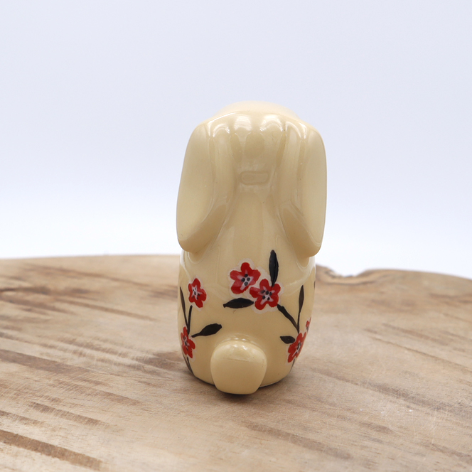 Lapin en céramique beige décoré avec des fleurs Victoria Céramique