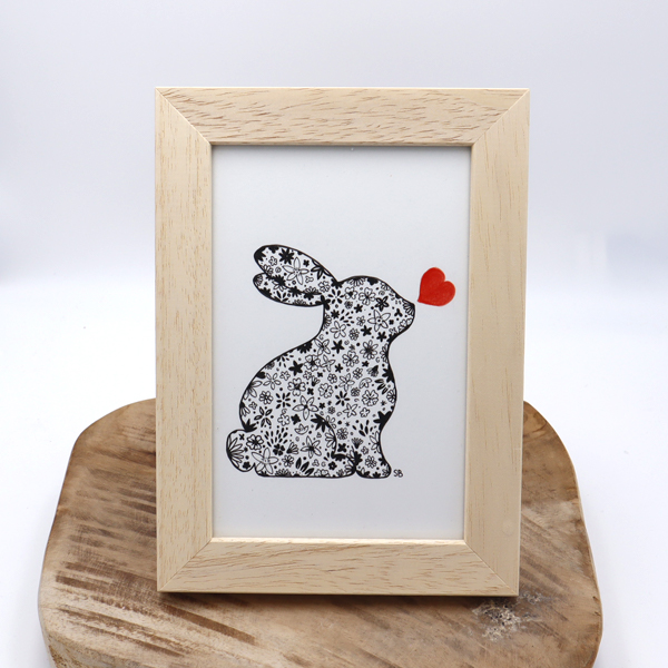 Dessin original lapin cœur dans son cadre Victoria Céramique