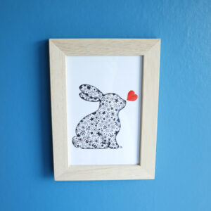 Dessin original lapin cœur dans son cadre Victoria Céramique