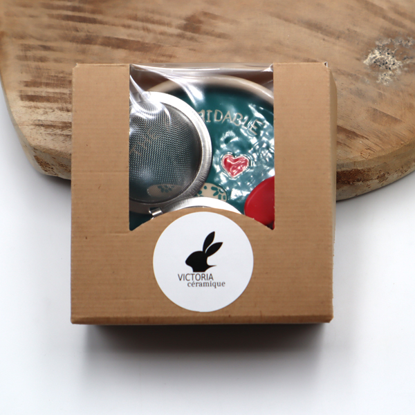 Ensemble pour le thé avec une coupelle décorée d'un lapin Victoria Céramique