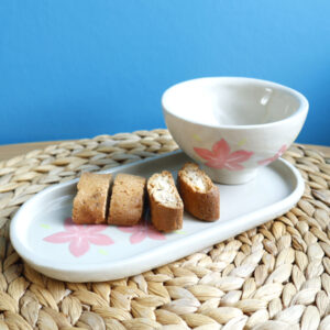 Bol et plateau fleurs roses Victoria Céramique