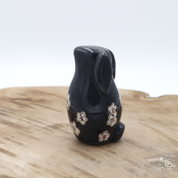 Lapin en céramique gris avec des fleurs Victoria Céramique