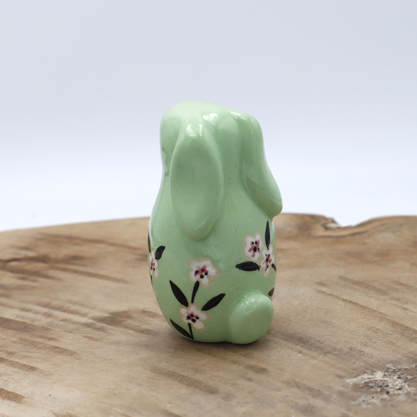 Lapin en céramique vert avec des fleurs Victoria Céramique