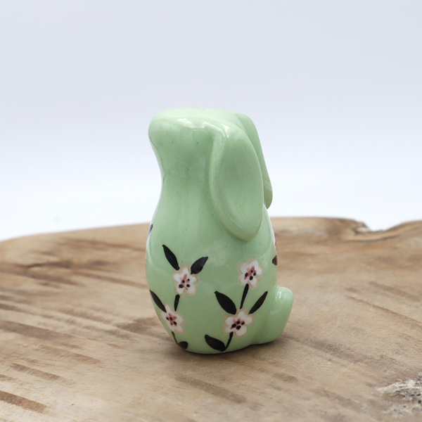 Lapin en céramique vert avec des fleurs Victoria Céramique