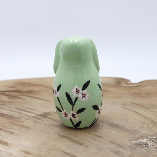 Lapin en céramique vert avec des fleurs Victoria Céramique