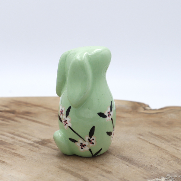 Lapin en céramique vert avec des fleurs Victoria Céramique