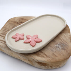 Plateau en grès fleuri rose #52 - Défauts